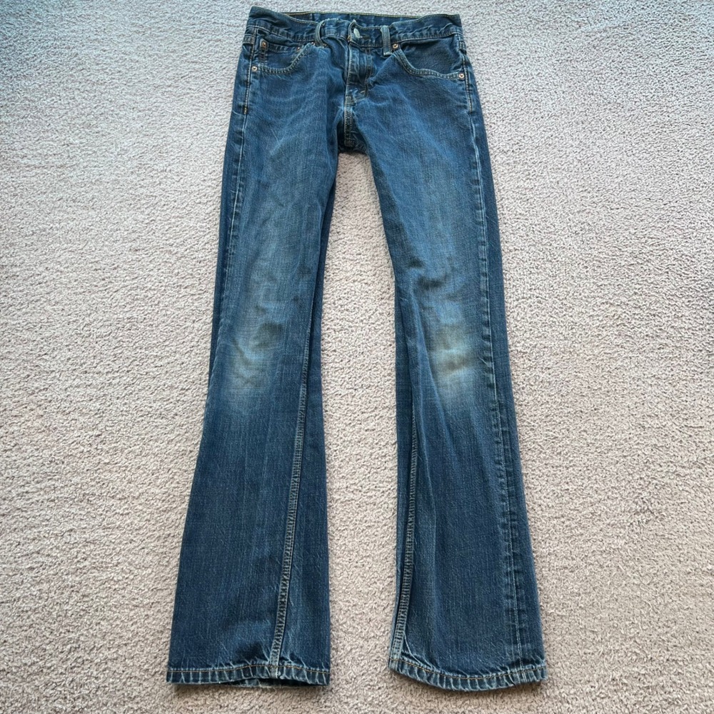 Levis 527 Slim Bootcut Blue Jeans 30x32 Dark Wash Low Rise Denim Western